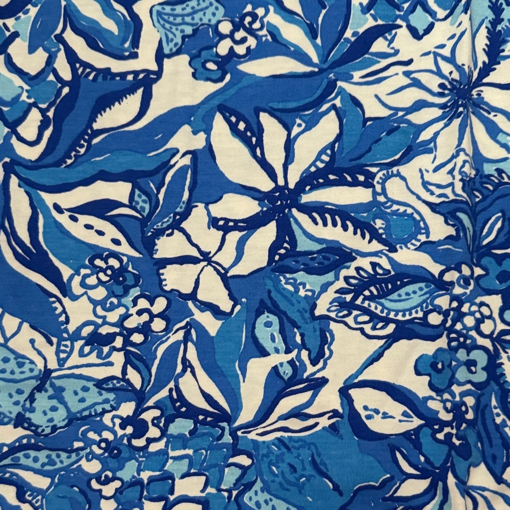 NWOT Lilly Pulitzer Blue and White Floral Lela Henley Dress - Picture 7 of 7